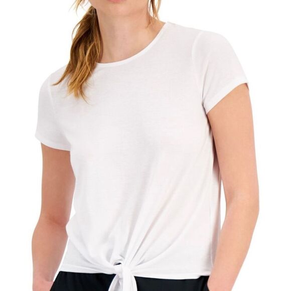 ID Ideology Women S Knot Front T-Shirt White Size S - Picture 1 of 3